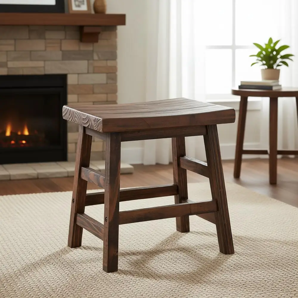 

20-Inch Solid Wood Counter Height Barstool – Rustic Seat for Kitchen Island or Dining Room