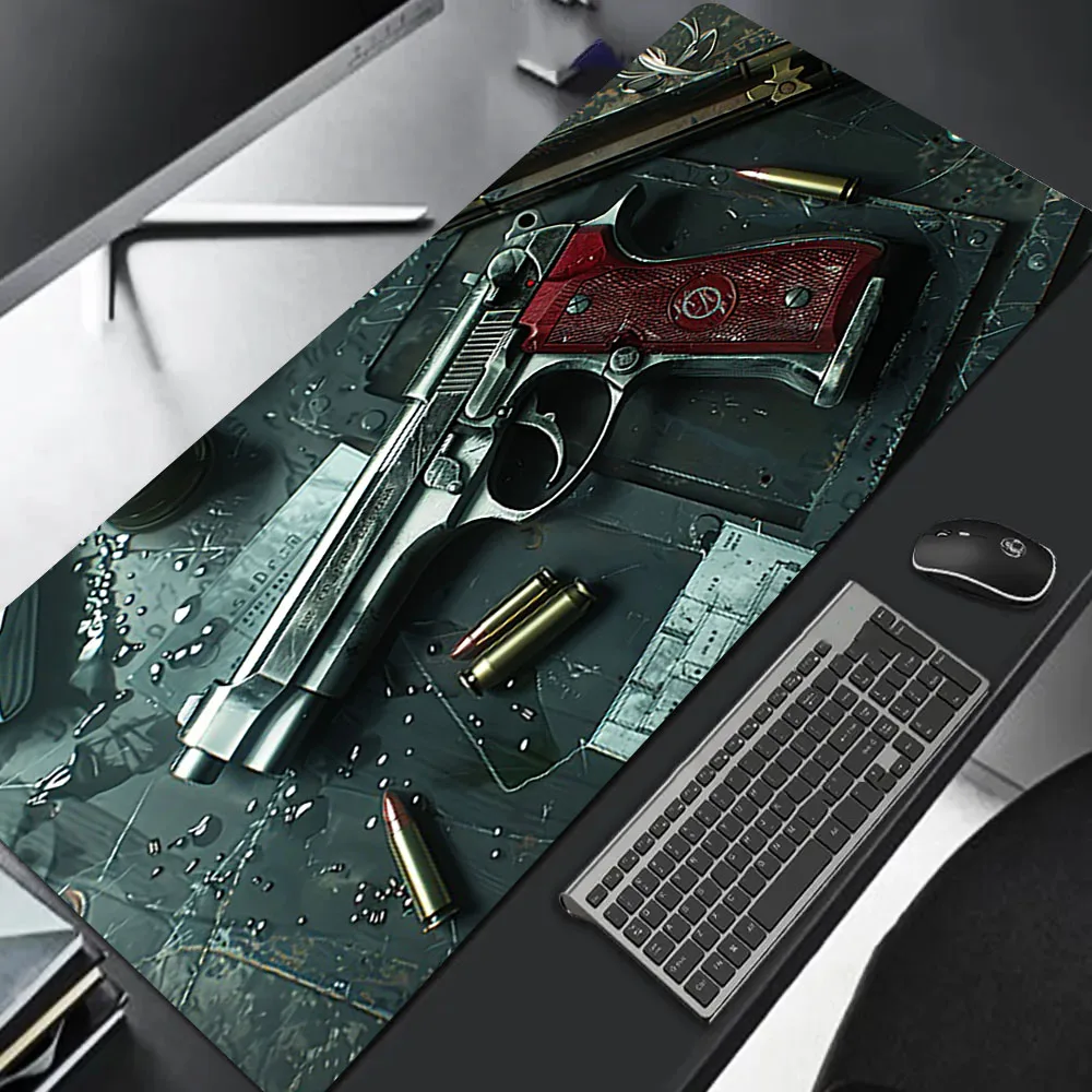 Pistol Blueprint Large Size Non-slip Rubber Mousepad XXL Computer Gaming Accessories Keyboard Desktop Decoration Mat for Offices