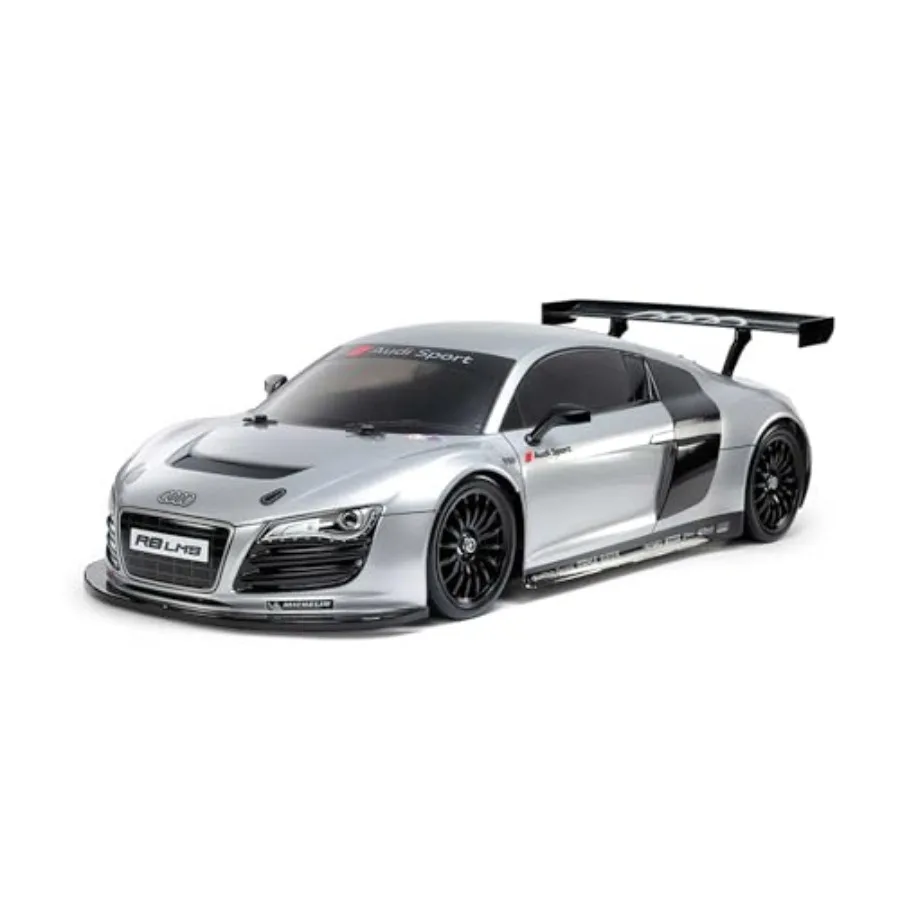 Modelo a Escala 1/10 del Audi R8 LMS 2008 TT-02 TAM58749, Carrocería de Fibra de Carbono Negra con Alta Durabilidad y Diseño Realista