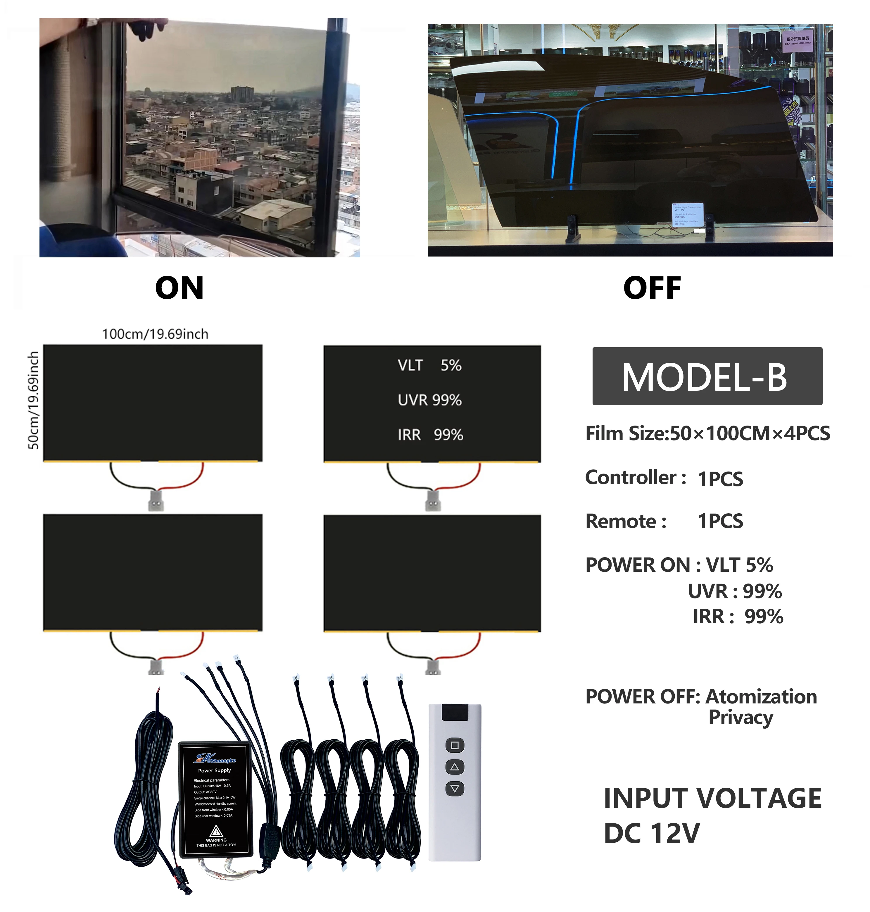 Window Film For Car Windows Smart Pdlc Film Cars 12V Electrochromic Switchable Smart Film For Car