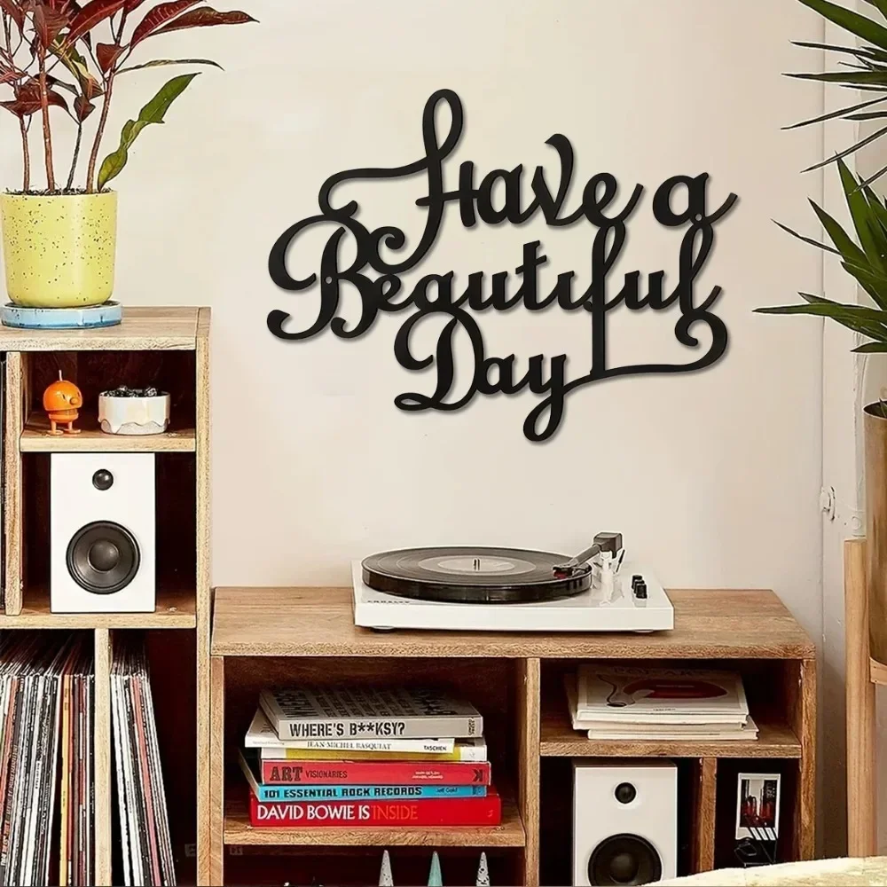 CIFBUY Metal Wall Art Beautiful Day Iron Sculpture Hanging Sign Outdoor Garden Yard Decor Home Ornament Gift Living Room Style