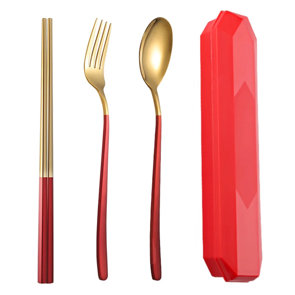 

Portable Stainless Steel Dinnerware Set Durable Lightweight Chopsticks Forks Spoons Practical Design for Travel and Home Use