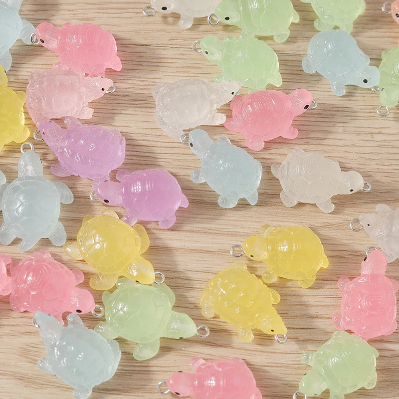 Tusember 10Pcs Cute Cartoon Resin Transparent Jelly Turtle Charms For Earring Bracelet Pendant DIY Jewelry Accessories