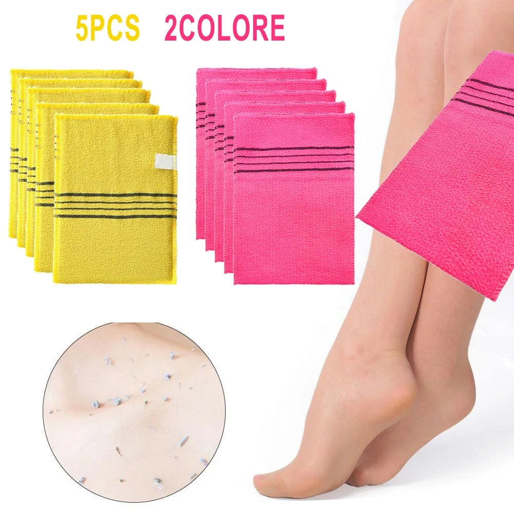 Towels Washcloths 5 Pcs Korean Italy Asian Exfoliating Bath Body Scrub Shower Soft Polyester Cotton Flat Mouth Single Piece Set