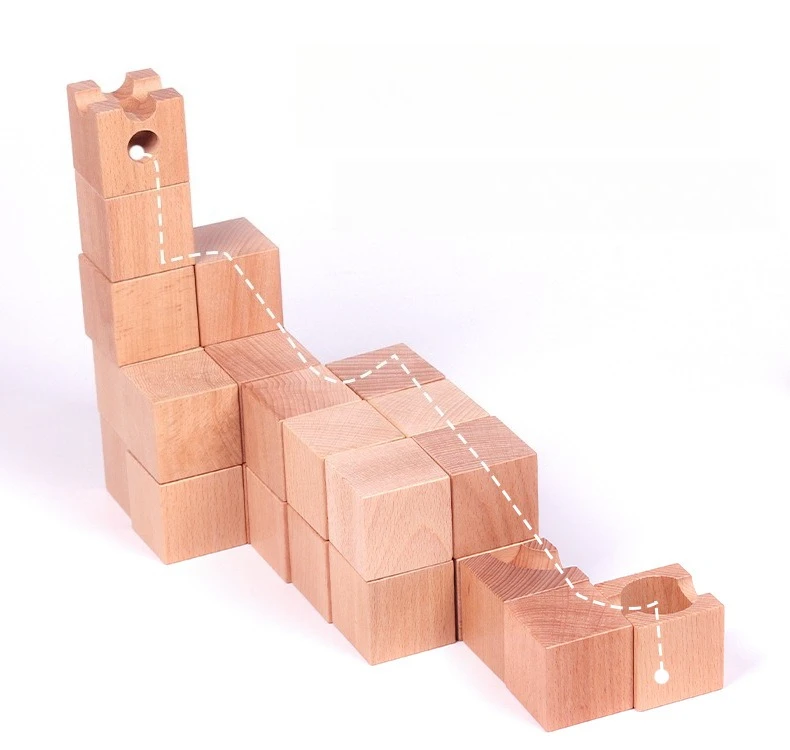 Laberinto bola de bloques de construcción de madera niños bloques de construcción educativos rompecabezas juegos creativos bolas pista bloques de apilamiento Juguetes