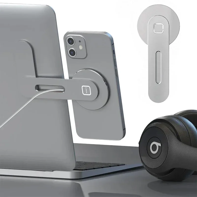 

2024 Magnetic Laptop Phone Holder Computer Monitor Side Cell Phone Slim& Foldable For iPhone 14 13 12 Series Case and All Phone