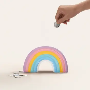 Dekorace na prasátko, keramické peníze pro dívky, banky pro dospělé, duha, třídění 8 nejlepší prodej velké keramické prasátko - №2