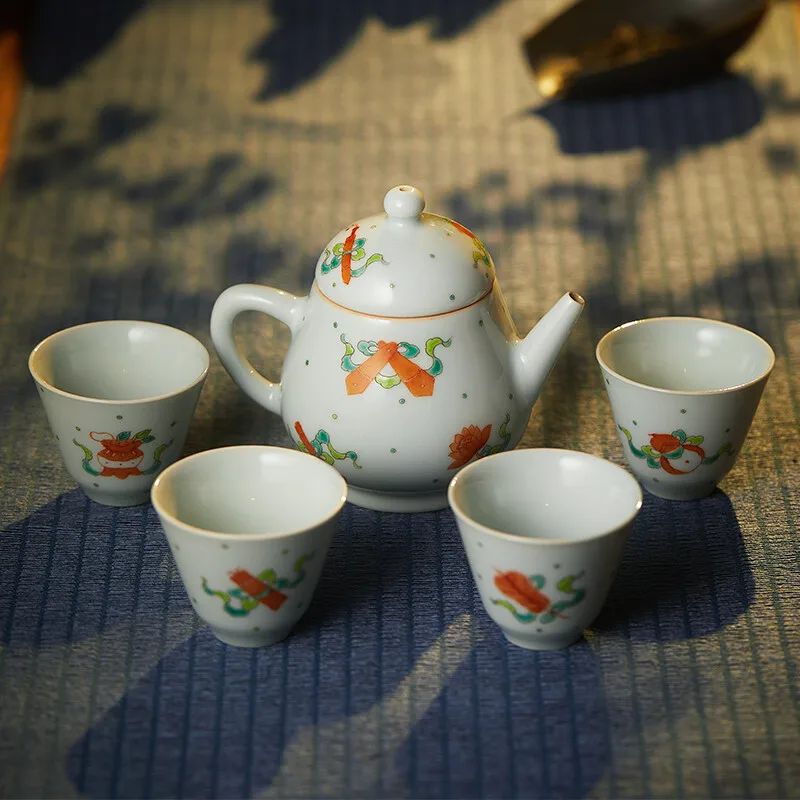 Guanfu Museum Recommended Invisible Eight Immortals Series Tea Set Household Jingdezhen Hand-Painted Ceramic Kung Fu Teapot High