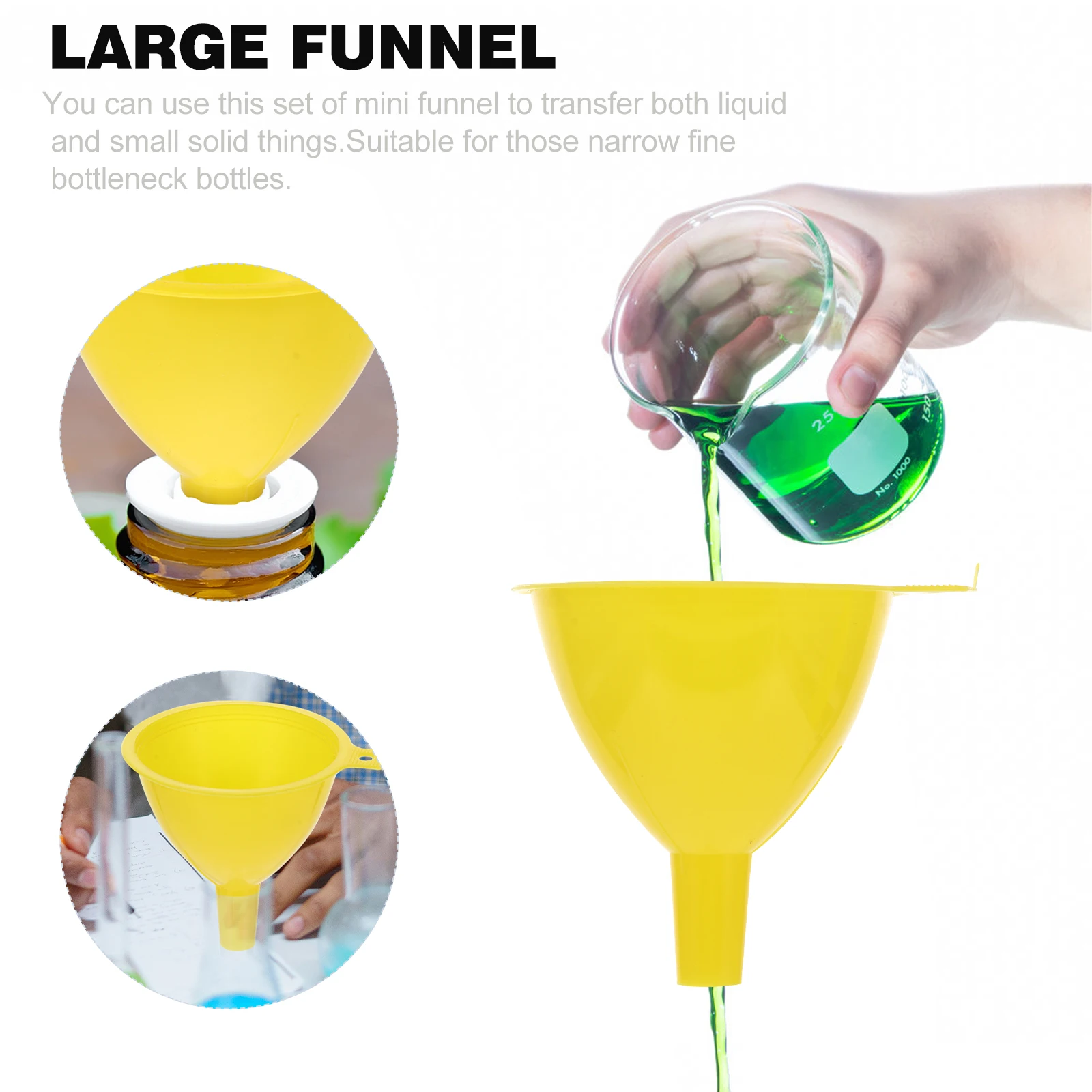 

10pcs Laboratory Funnel Plastic Thickened Lightweight Easy Storage Smooth Transfer Funnel for Liquid Solid Small