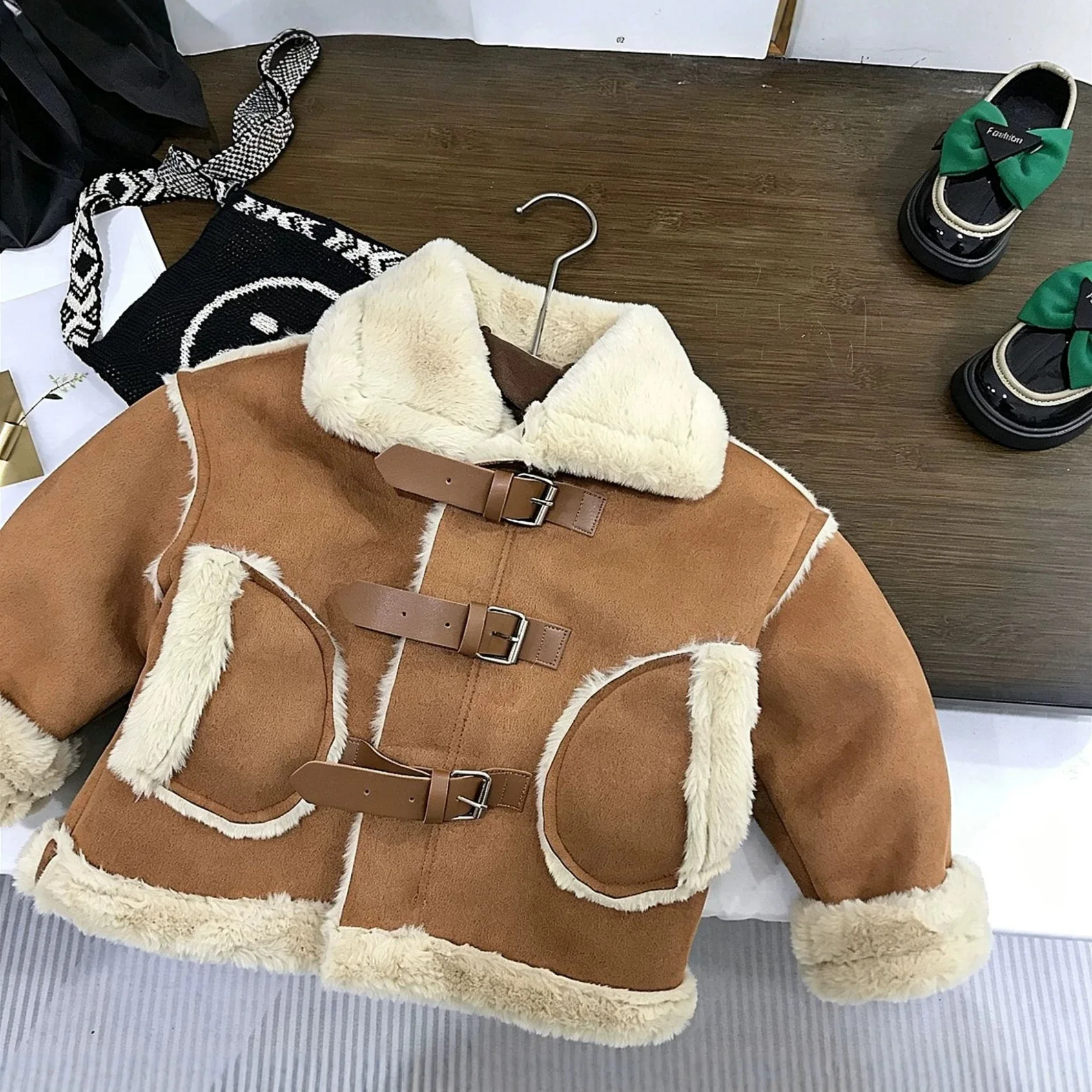 2026 Autumn New Children Warm Coat Boys Girls Plus Velvet Thick Jacket Baby Warm Fleece Tops Fashion Kids Clothes
