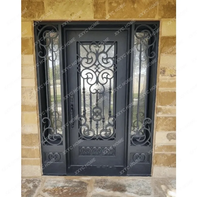 XX Customization Single Main Door Exterior Iron Gate Price Iron Single Door Design Wrought Iron Door