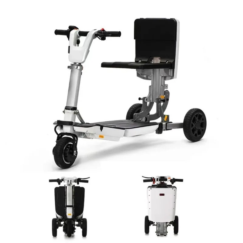 Ultra-light one-button remote control folding electric tricycle for the elderly to travel folding lithium battery scooter