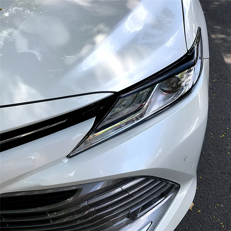 Car Headlight Eyebrow Eye Lid head light lamp Eyelids Cover Stcker Trim for Toyota Camry LE XLE SE XSE 2018-2021(Carbon)