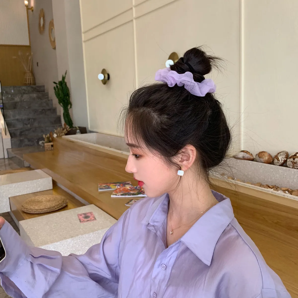 

Набор из 5 легких резинок для волос из пряжи, простые держатели для хвоста для женщин, разноцветные летние аксессуары для волос, женские резинки для хвоста