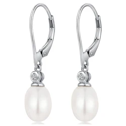 Huitan Simple Elegant Oval Imitation Pearl Dangle Earrings for Women Daily Wear Aesthetic Female Earrings Gift Statement Jewelry
