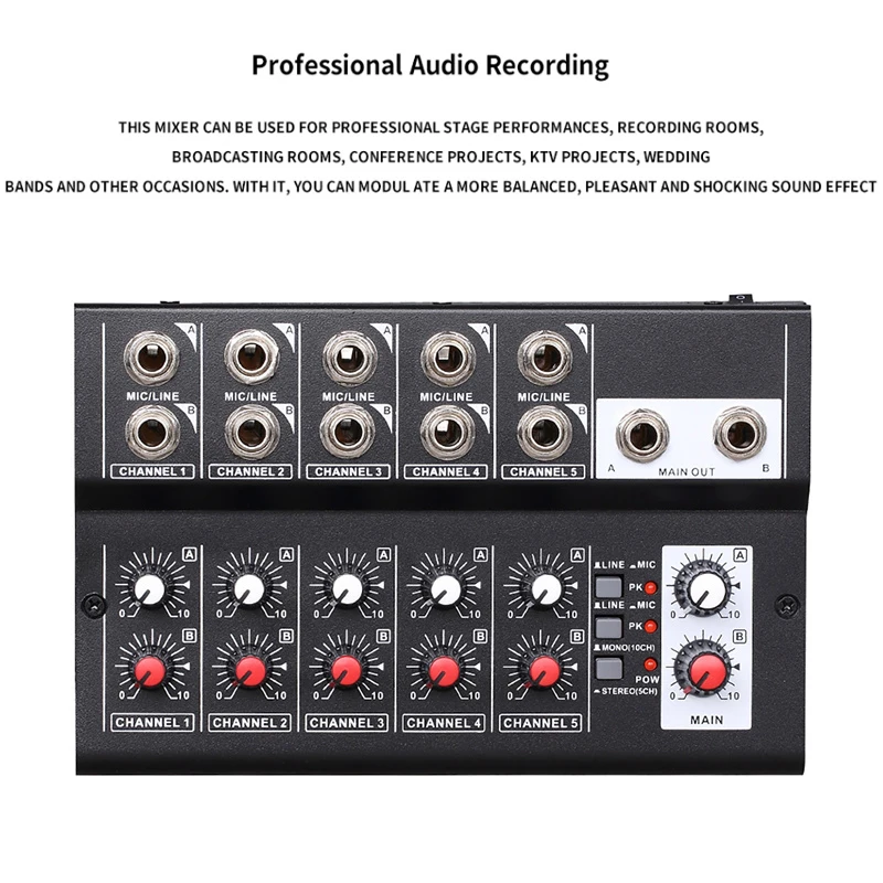 MIX5210 10 Channel Mixing Console Digital Audio Mixer Stereo usb mixer audio for Recording DJ Network Live Broadcast Karaoke