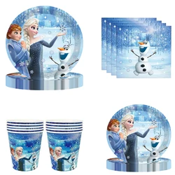 Disney Frozen happy birthday imprezowe papierowe jednorazowe zastawy stołowe seria dla 10 gości baby shower girl favor dekoracje na przyjęcia na specjalne okazje