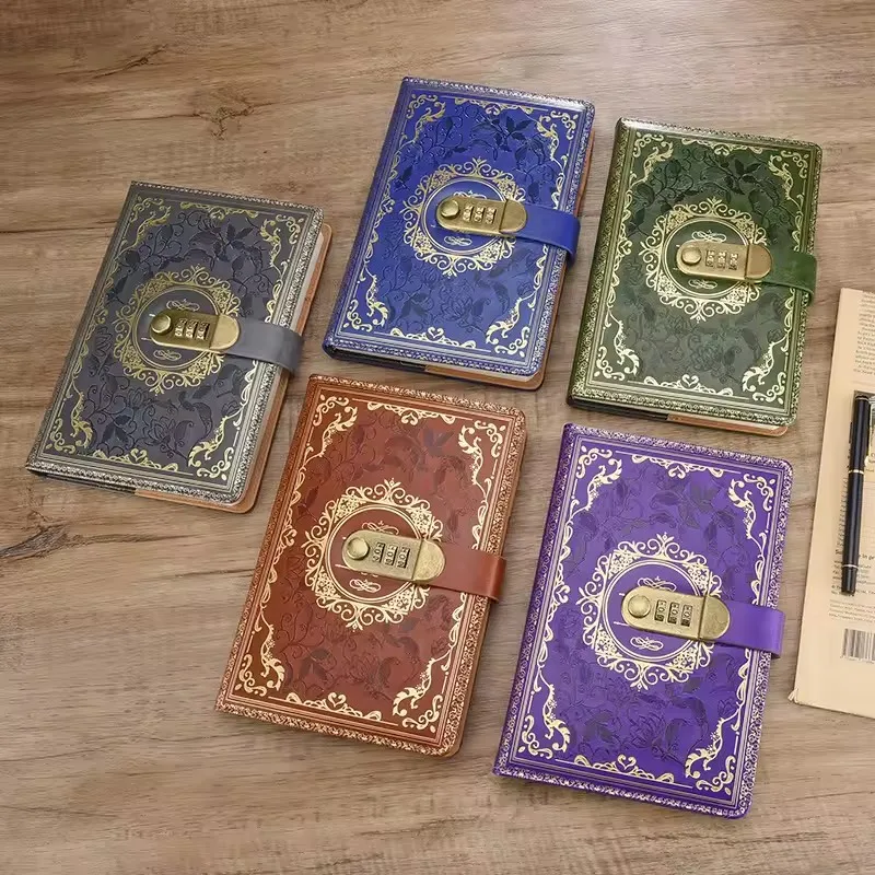 Retro Digital Password Notebook Journal With Lock A5,Diary Perfect for Men and Women-PU Leather Combination Lock Persons Privacy image 3