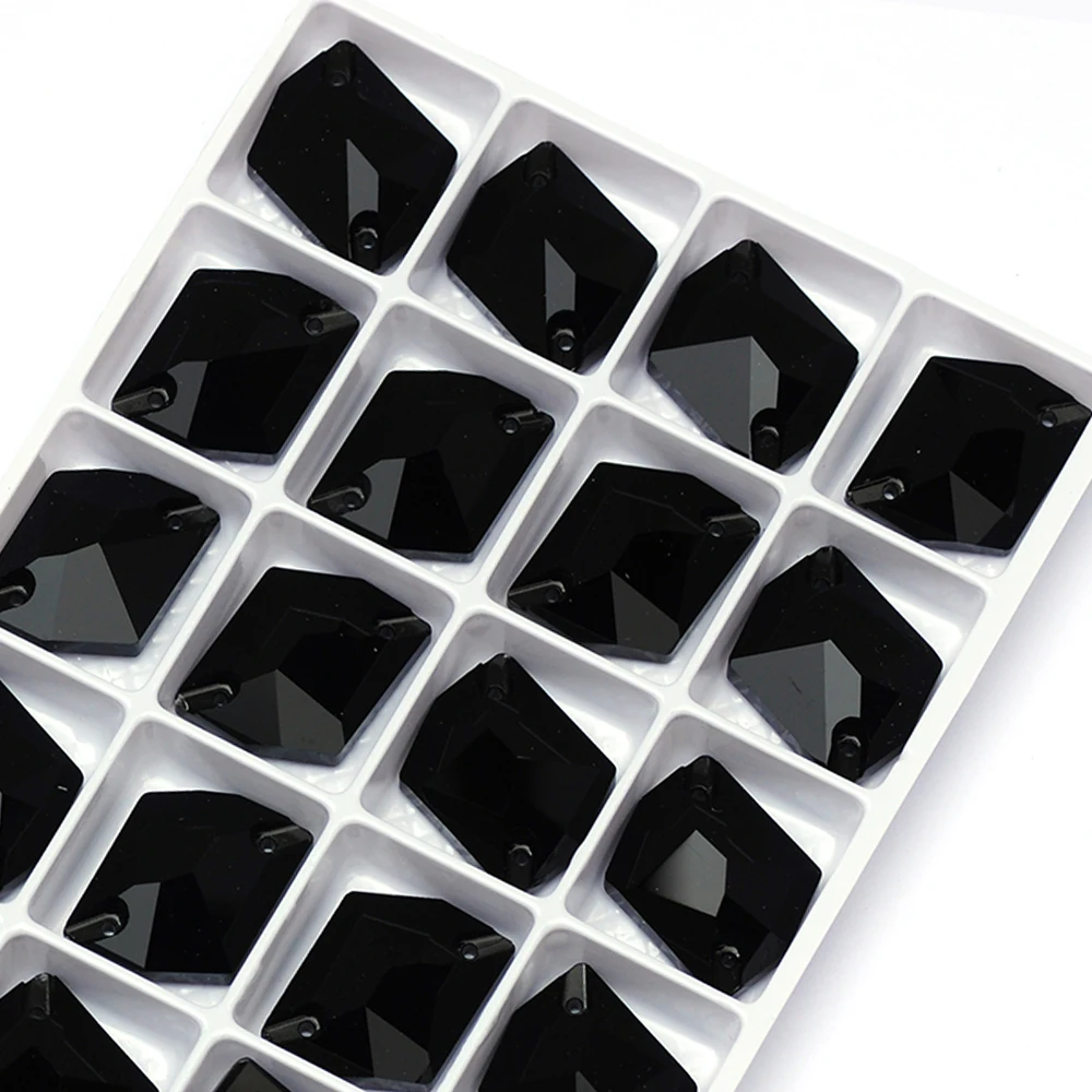 Schwarze K9 Glas-Aufnähsteine mit flacher Rückseite, Kristall-Strasssteine zum Nähen für Handarbeiten, Taschen, Kleidung, DIY-Design und Dekoration. – Detail 3