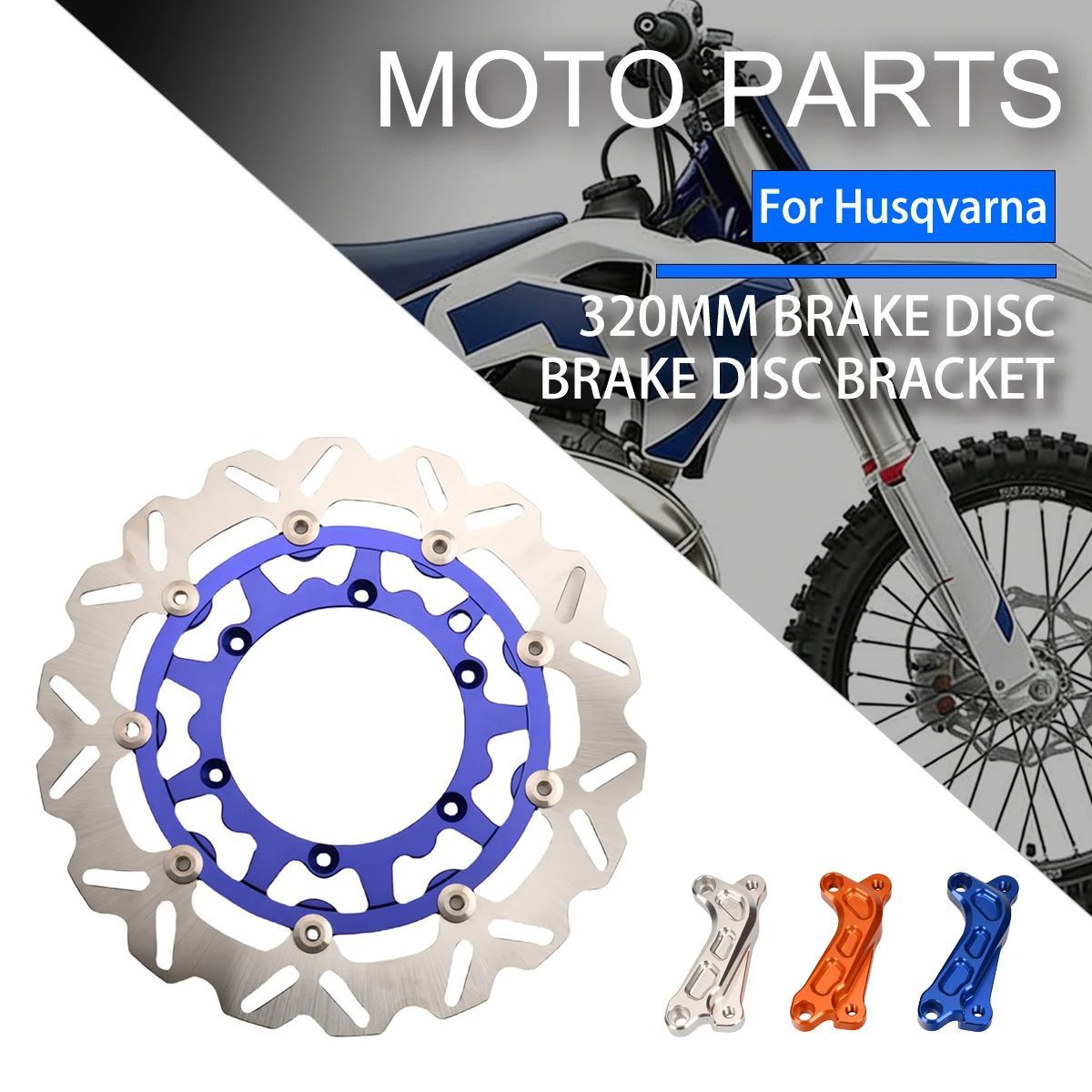 Motorcycle 320MM CNC Front Floating Disc/Front Adapter Bracket For Husqvarna 125-501 FE TE FC TC TX FX 2014 2015 2016 2017-2023