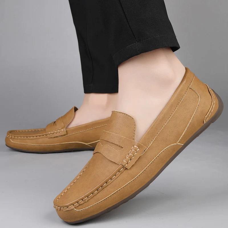

Модные мужские повседневные кожаные лоферы, дизайнерская офисная деловая обувь без шнуровки, брендовая обувь высокого качества для свиданий, официальная обувь для вечеринок