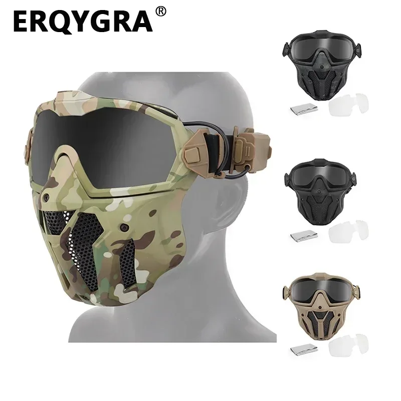 Erqygra tático meia máscara facial anti-nevoeiro ventilador paintball tiro equipamentos de proteção wargame airsoft esportes acessórios de segurança