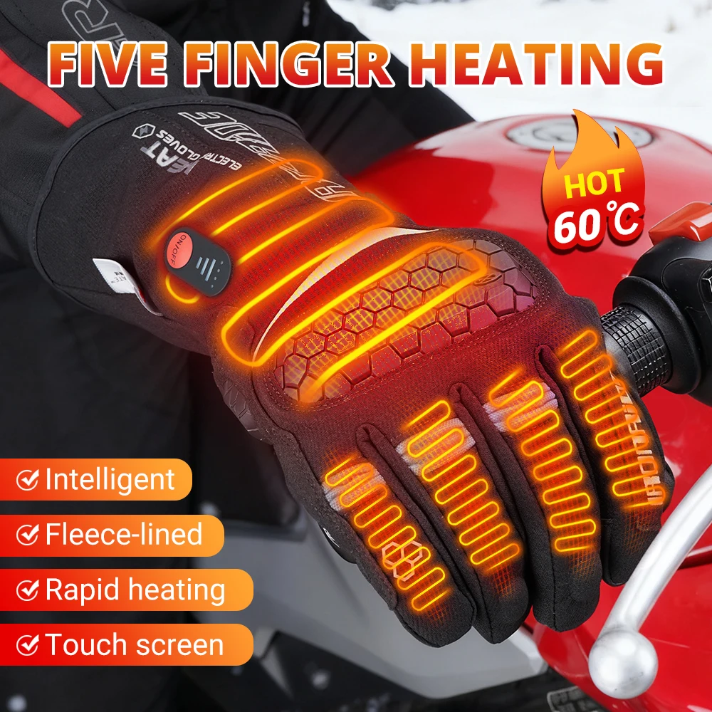 Winter Beheizte Handschuhe Wasserdicht Beheizte Moto Handschuhe 3000mah Wiederaufladbare Motorrad Selbst Heizung Handschuhe Männer