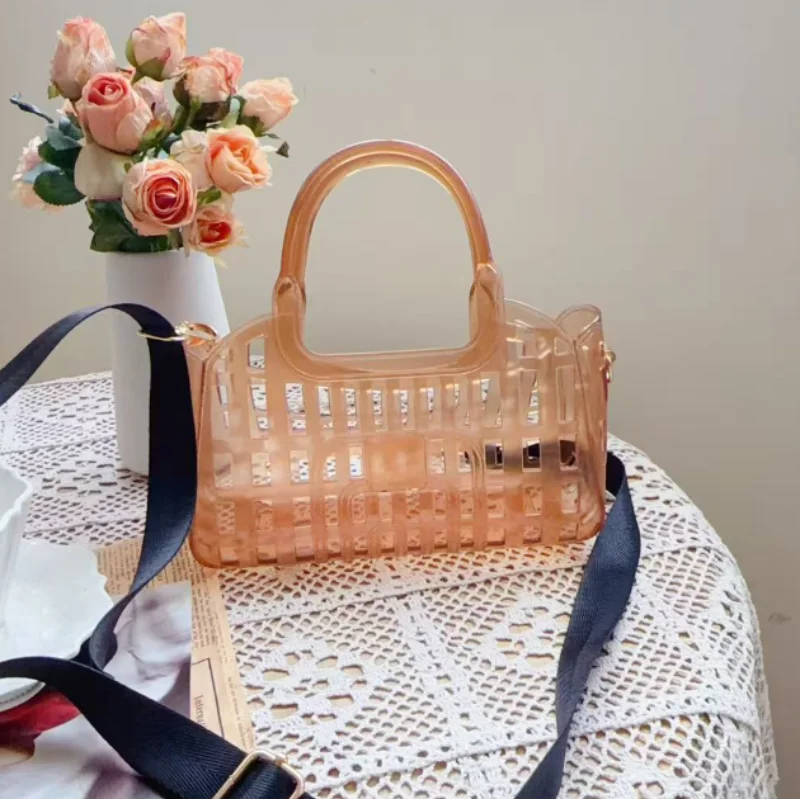 

Stylish Hollow Transparent Jelly PVC Crossbody Bag Women Summer Versatile Storage Bag Portable Waterproof Casual Small Handbag