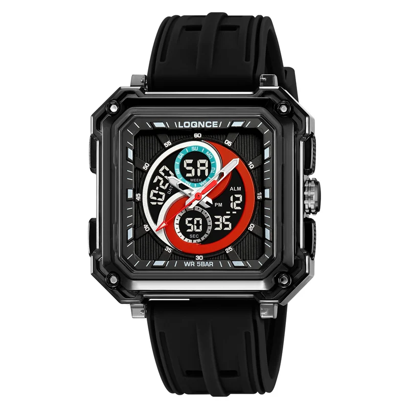 

Новые мужские часы LOQNCE 98009, модные роскошные водонепроницаемые часы с хронографом, многофункциональные мужские часы с аналогово-цифровым механизмом