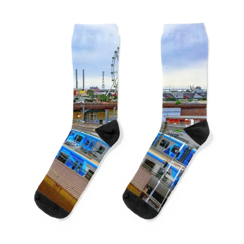 Busy North Melbourne Station - Melbourne, Victoria Socks custom Soccer christmass gift Girl'S Socks Men's