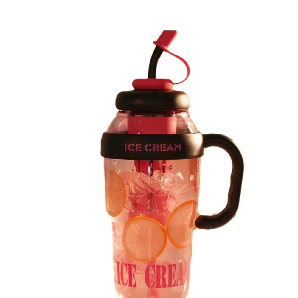 Cute 1200ML Summer Plastic Cup Large Capacity with Handle Milky Tea Cup Leakproof Lucky Belly Cup Outdoor Travel