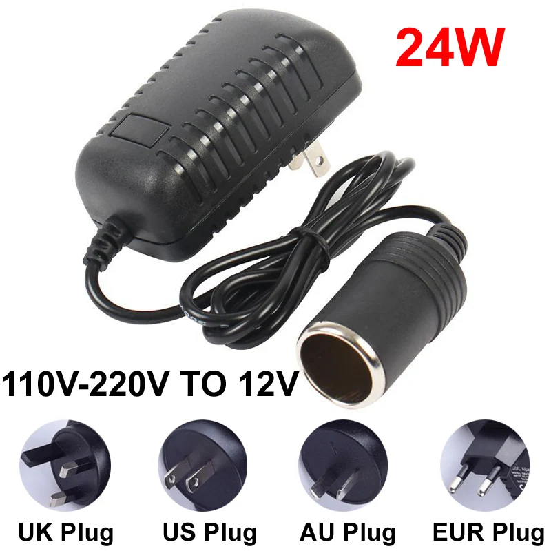 AC 110V/220V TO DC Car Cigarette Lighter Power Adapter Socket 12V Volt 2A 24W Charger Converter Home Parts US/EU/UK