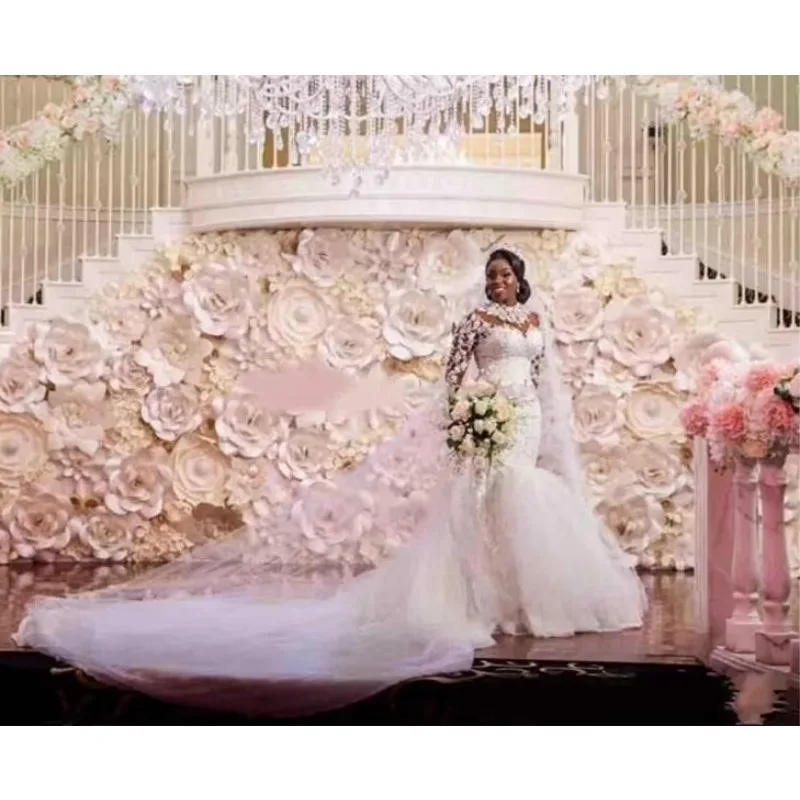 Maßgeschneiderte Spitzenapplikationen Vestidos De Marrage Formale Plus Size Perlen Maßgeschneiderte Brautkleider Meerjungfrau Brautkleider