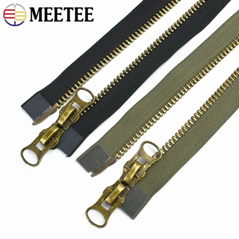 8# Metal Zipper Close-End 12-25cm Open-End 70-120cm Zips Double Slider Two Way Zip for Coat Jacket Down Repair Kit DIY Accessory