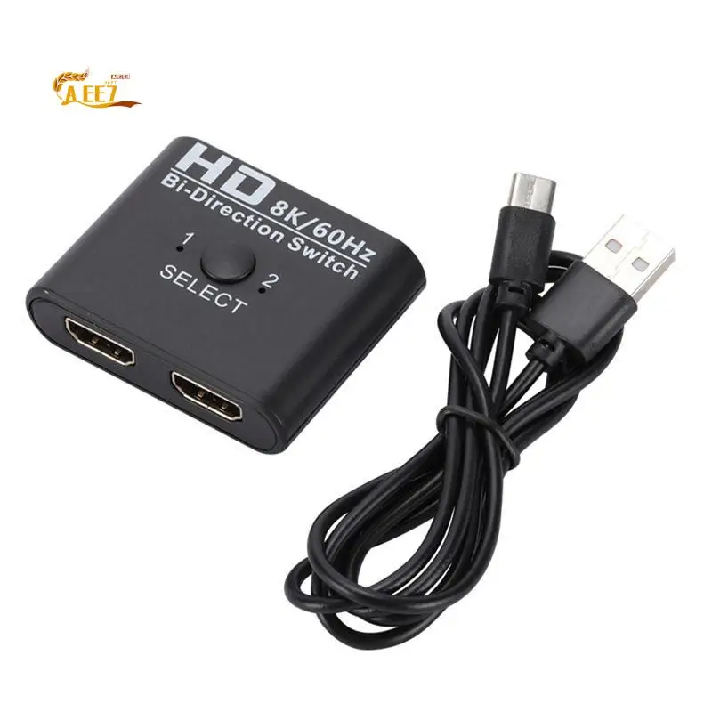 AEE7-8K 60Hz -Compatible Switch Splitter Bi-Direction 1X2/2X1 -Compatible Switcher 2 In1 Out For PS4 TV Box Switcher