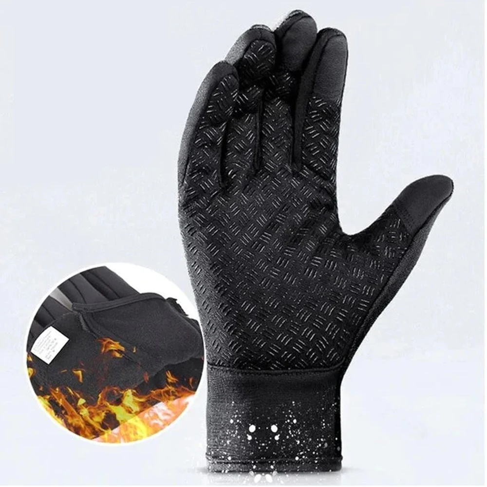 Autumn Winter Warm Cycling Gloves Outdoor Sport Running Bicycle Windproof Ski Gloves for Camping Hiking Motorcycle Gloves Men