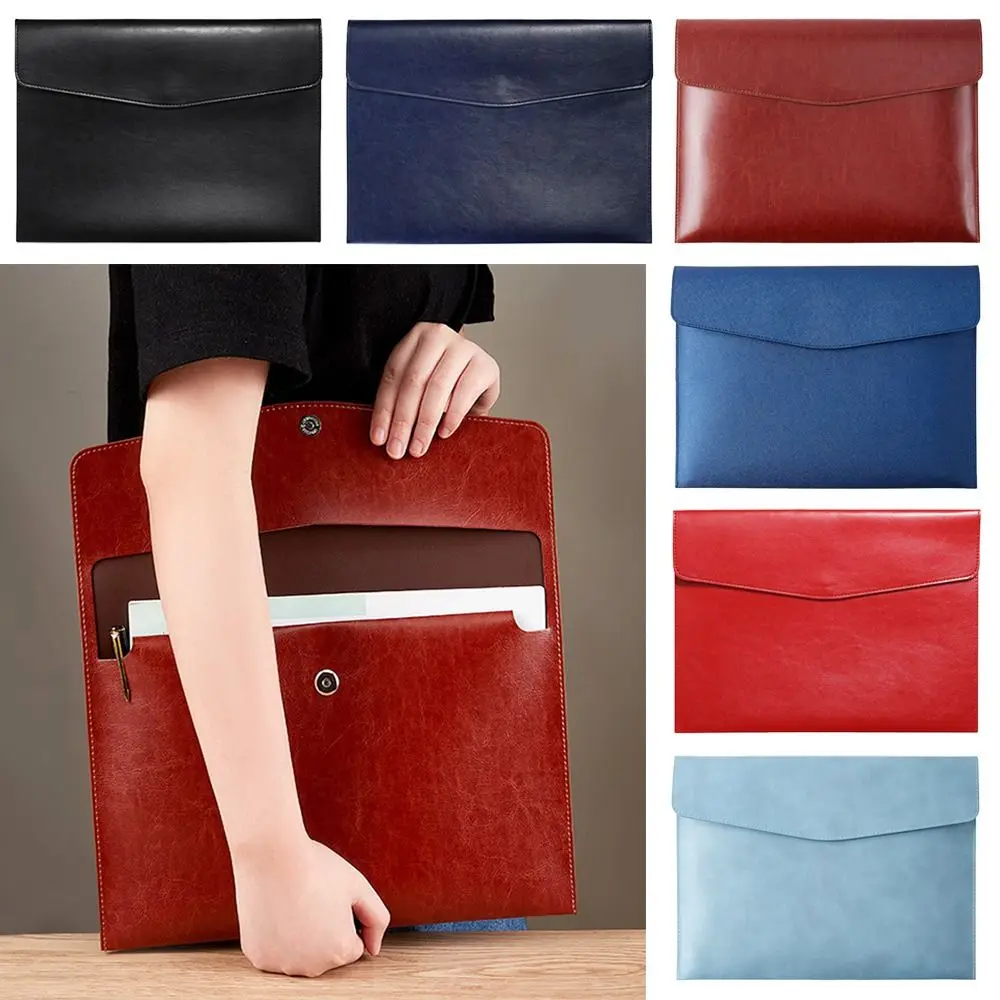 A4 A6 Document Organiser School Office Supplies Stationery Dustproof Briefcase Leather File Folder Document Bag File Bag
