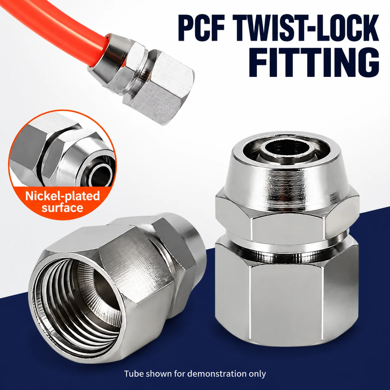 1PCS PCF Female Thread Pneumatic Air Twist Lock Fittings Nickel Plated Copper 4 6 8 10 12mm Tube 1/8 1/4 3/8 1/2 BSP