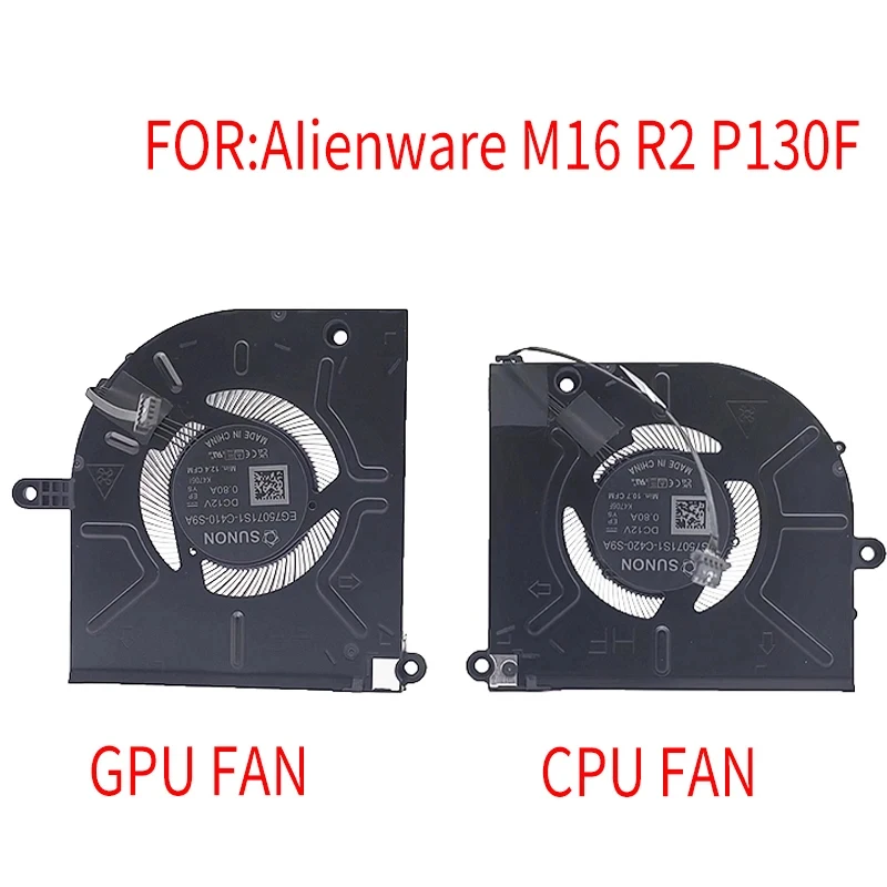 H+ NEW Laptop CPU GPU Original Cooling Fan FOR DELL Alienware M16 R2 02GN4X 12 V 0,6 A