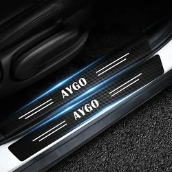 4pc Car Door Threshold Sill Protective Stickers For Toyota AYGO Logo 2016 2017 2018 2019 2020 2021 Trunk Bumper Guard Decals