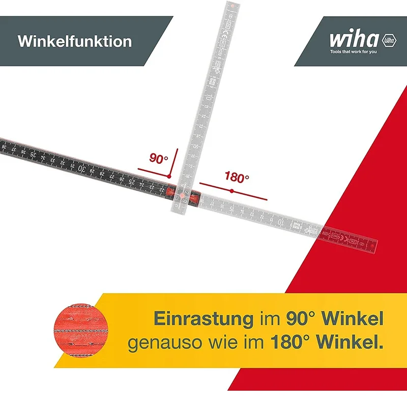 WIHA Folding Ruler Longlife Plus Composite 2m 10 Segments Woodworking Tool 37067