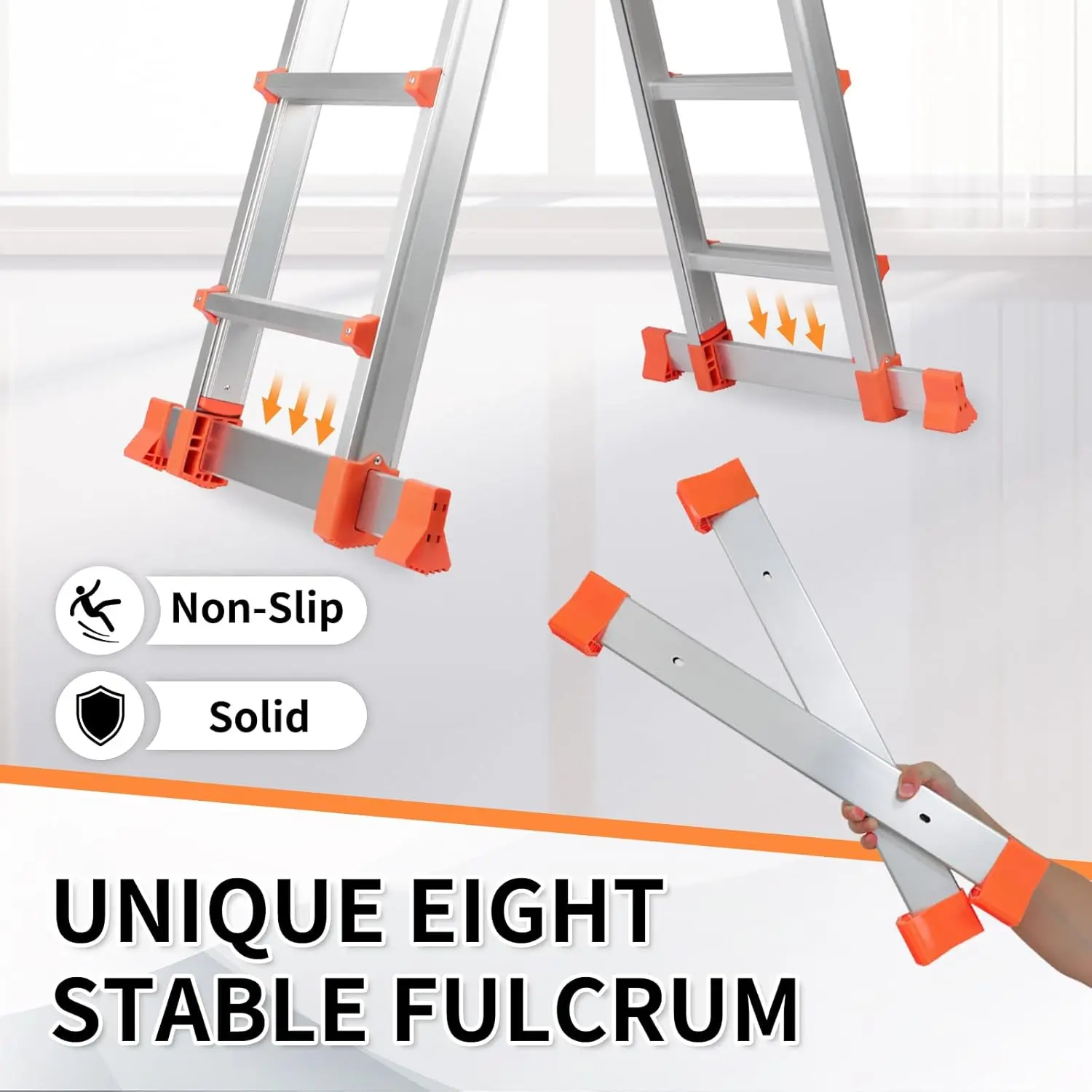 FT, A Frame 4 Step Extension Ladder,with Anti-Slip Stabilizer Bar,Multi Position & Storage Folding Ladder, 330 lbs Security Load