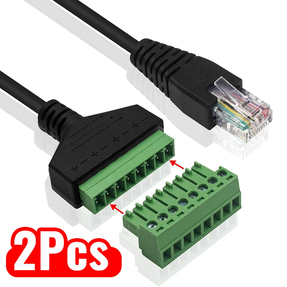 

1/2Pcs 30cm Rj45 to Screw Terminal Block 8p Connector Ethernet rj45 Male Female to 8 pin Network Adapter Cable for CCTV DVR