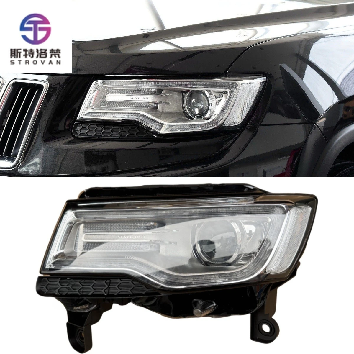 For Grand Cherokee Xenon Headlights Assembly 2014-2017 Pair Left and Right Original Hernia Headlamp LED Daytime Running Lights