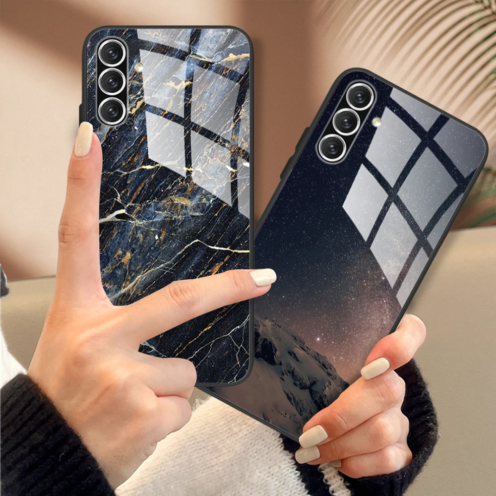 For Samsung Galaxy A15 4G 5G Case Butterfly Tempered Glass Case Phone Cover Fudna For Samsung A15 GalaxyA15 A 15 Capa Coque Cute