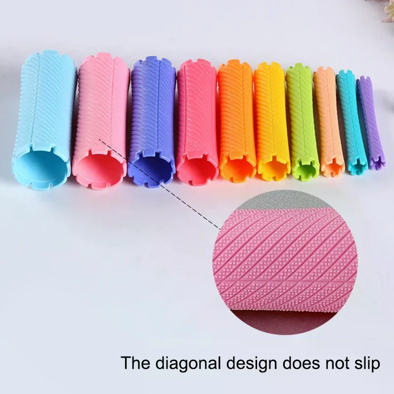 

10pcs DIY Heatless Lengthened Hair Roller Stick Perm Tools Hollow Design Spiral Hair Curler Magic Curls Curly Hair Styling Kits