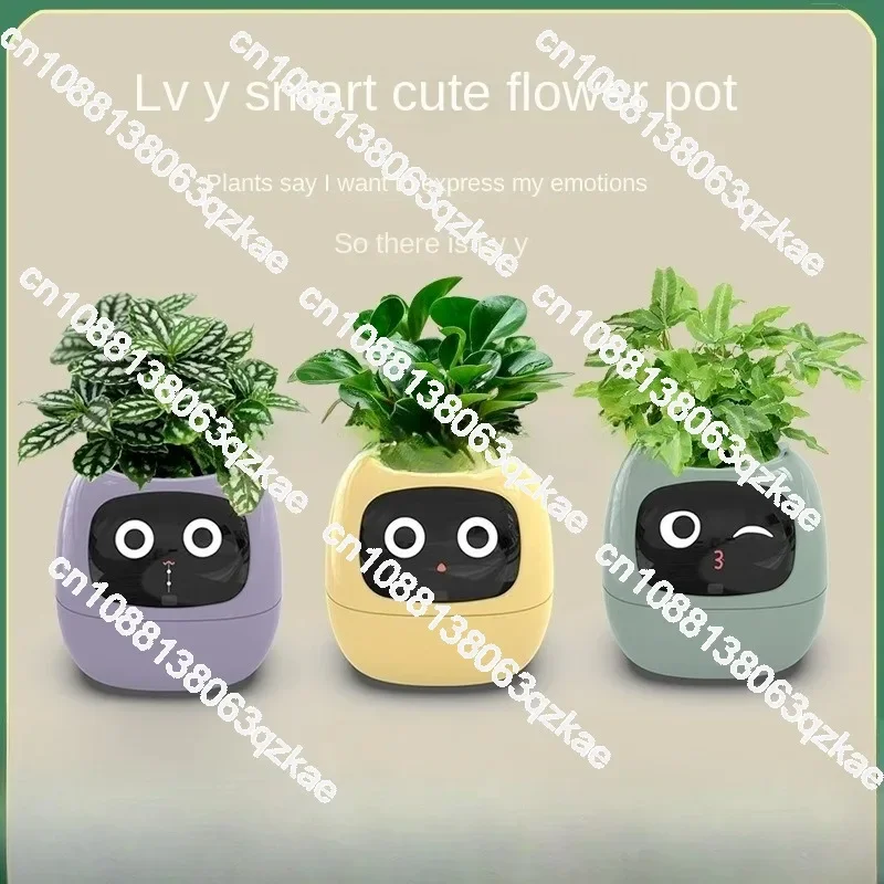 Intelligent Potted Ivy Desktop Green Plant Intelligent Cute Pet Interaction Flower Pot Cartoon Expression Plant Emotions English