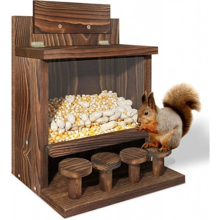 

Wholesale Cute Hanging Mini Tables Squirrel Feeder Table the Nut Bar Wooden Squirrel Picnic Table Feeder for Outdoor