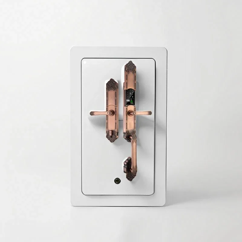 Villa copper door fingerprint lock pair double open high-end luxury smart lock retro automatic sliding remote control lock