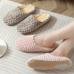 Winter Women Slippers Dot Wedding  Warm Shoes Lovers Home Slipper Couple Cotton Indoor Anti Slip Shoes Flip Flop